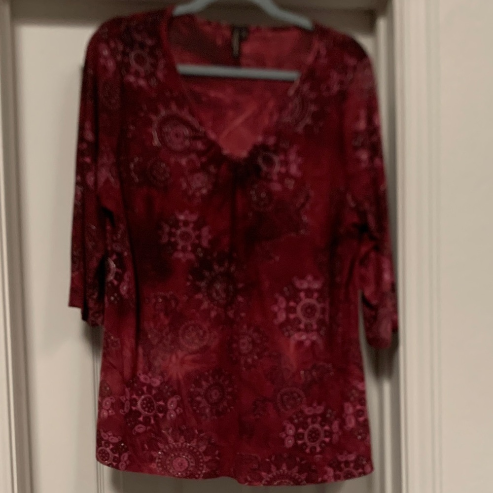 Susan Lawrence Burgundy Patterned Blouse